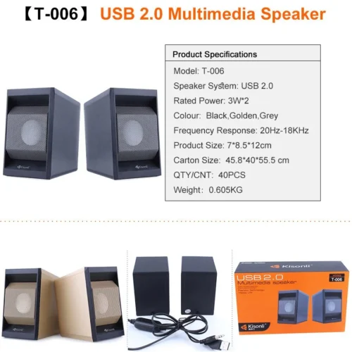 KISONLI T-006 Mini Speaker Subwoofer metal speaker Desktop