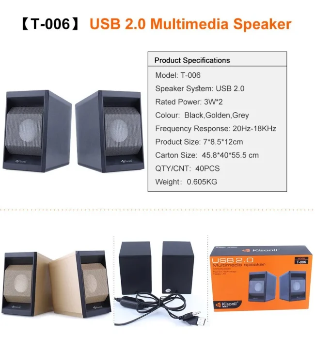 ⁦KISONLI T-006 Mini Speaker Subwoofer metal speaker Desktop p⁩ - الصورة ⁦4⁩