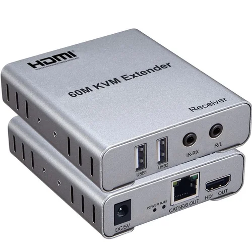 60M USB KVM HDMI Extender with 1080P R/L Audio  PC Laptop to TV Monitor‏