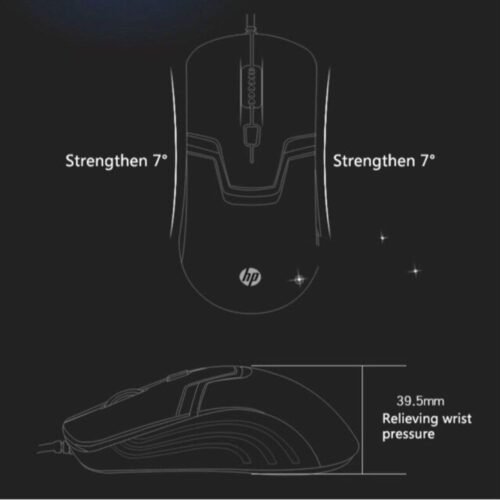 HP M100 USB Wired Gaming Optical Mouse with Adjustable DPI Settings