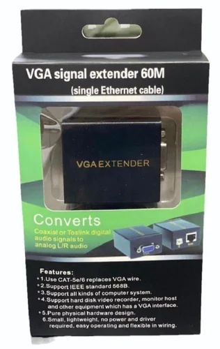 Skytech VGA Signal 60M Extender Adapter over Single RJ45 Cat5e Cat6 Network Cable 1 Transmitter + 1 Receiver