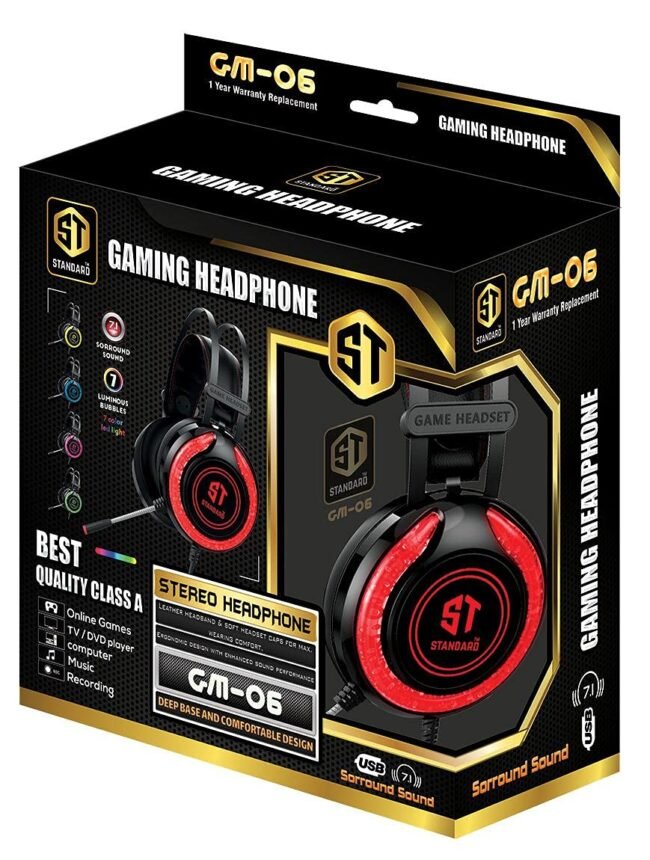 ⁦ST-Standard GM-06 Stereo Rainbow Gaming Headset 7.1 Surround Sound⁩ - الصورة ⁦3⁩