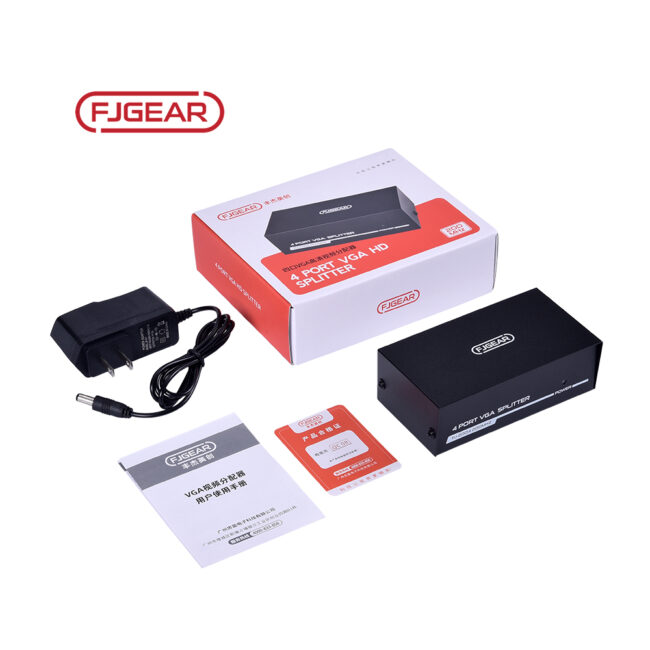 Fjgear Vga Splitter Switch FJ-2004  4 Port 1 in 4 Out 200mhz High Definition Technology 1600*1280 HD