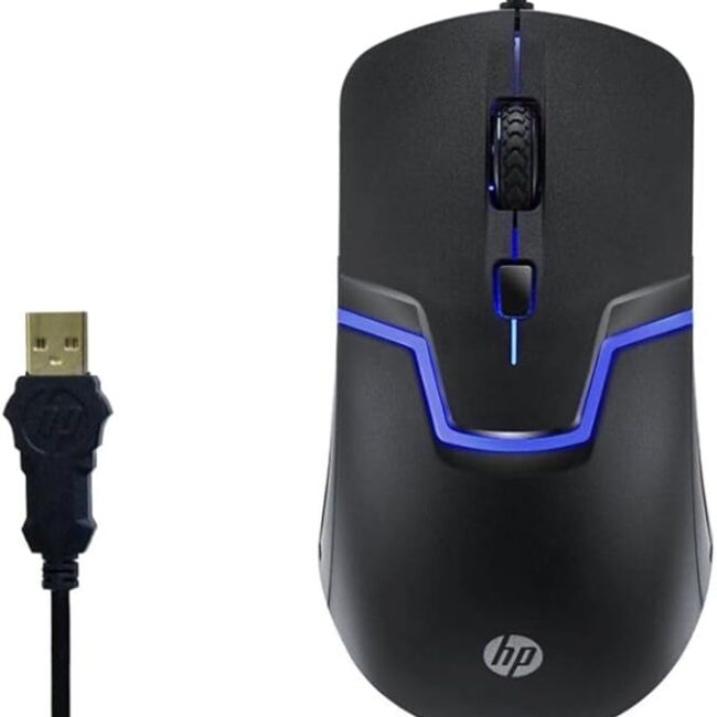 HP M100 USB Wired Gaming Optical Mouse with Adjustable DPI Settings