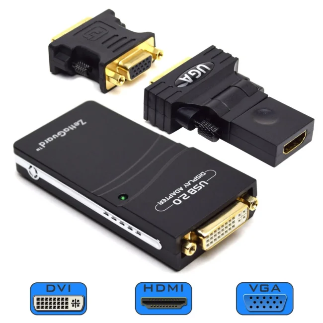 USB 2.0 to VGA DVI HDMI Multi-Display Adapter up to 1920 x 1080