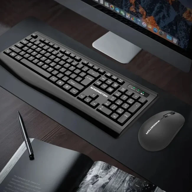 Monster Airmars KM3 Pro Wireless Keyboard And Mouse Combo With Palm Rest