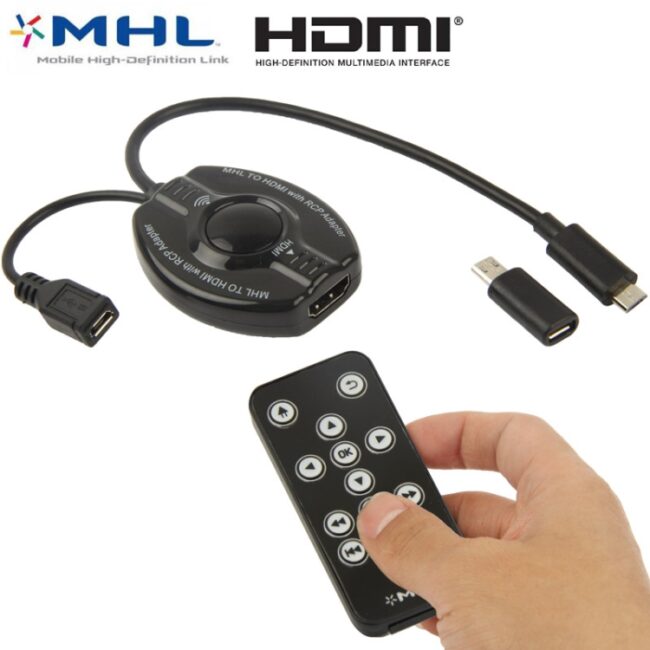 MHL 2 in 1 (Micro 5 Pin + Micro 11 Pin) MHL to HDMI with RCP Adapter