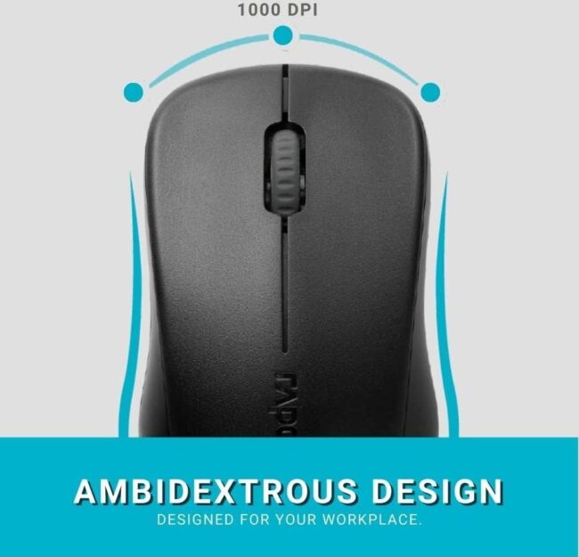 ⁦Rapoo x1960 Wireless Spill-Resistant Keyboard & Mouse Combo w/Palm Rest⁩ - الصورة ⁦2⁩