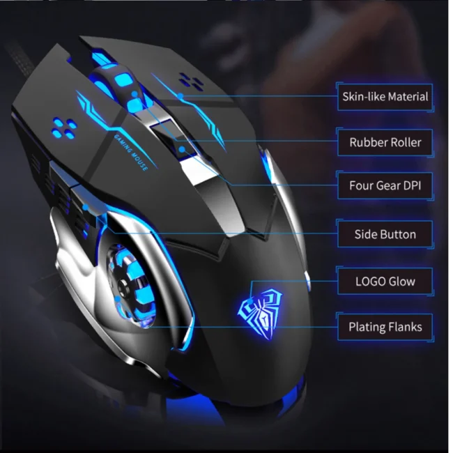 Aula S20 3200 Dpi LED Macro Gaming Mouse - Black