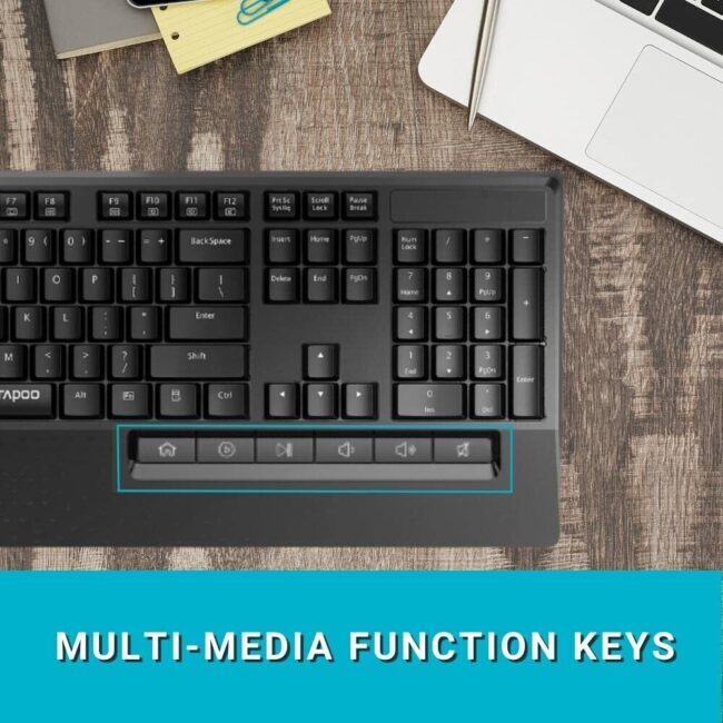 Rapoo x1960 Wireless Spill-Resistant Keyboard & Mouse Combo w/Palm Rest