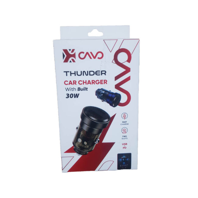 Cavo Thunder Car Charger 30W Fast Charger USB+PD with Smart Intellegent Chip