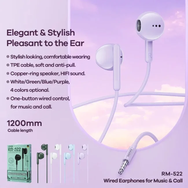 Remax RM-522 AUX 3.5mm Wired Call Music Headset