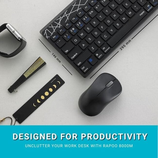 Rapoo 8000M Multi-Mode Keyboard and Mouse Set Bluetooth 3.0/4.0 Wireless 2.4 GHz 1300 DPI Combo