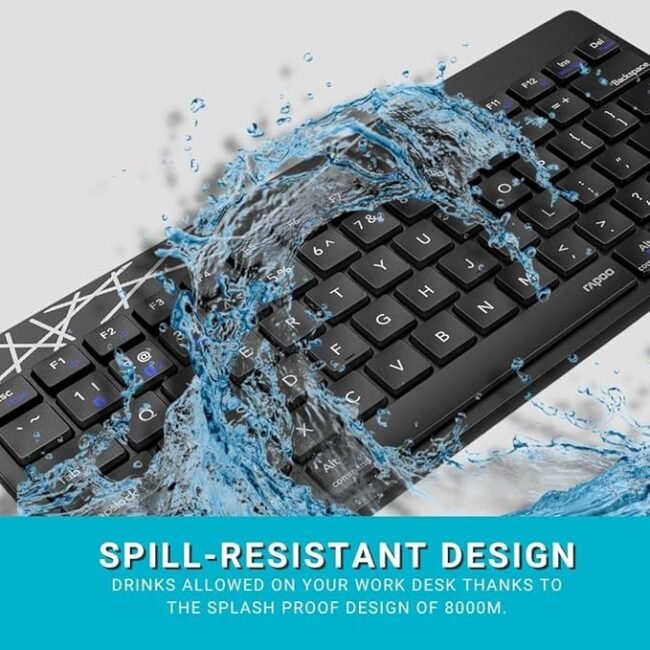 Rapoo 8000M Multi-Mode Keyboard and Mouse Set Bluetooth 3.0/4.0 Wireless 2.4 GHz 1300 DPI Combo