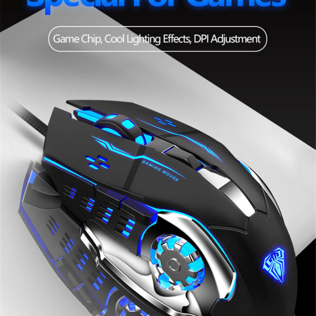 Aula S20 3200 Dpi LED Macro Gaming Mouse - Black