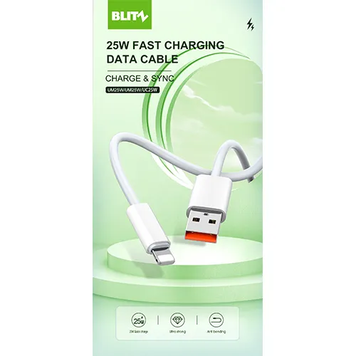 BLITZ  UL25W USB  Lightning Cable 25W Fast Charging 1M PVC iPhone/iPad Compatible CE Certified