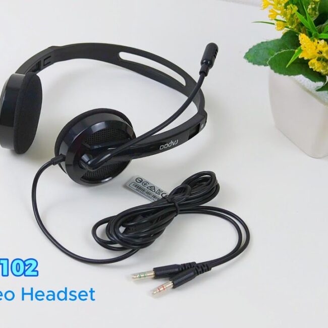 RAPOO H102 Wired Stereo Headset Noise Reduction USB & 3.5MM ‏