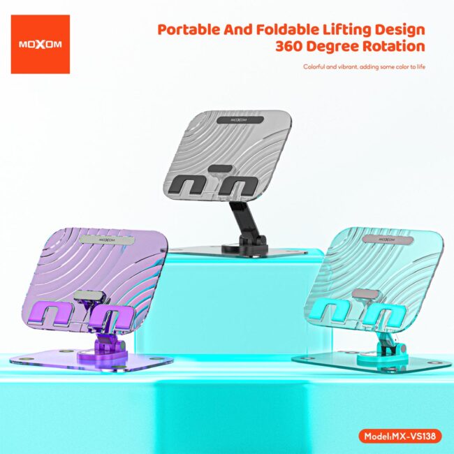 Moxom MX-VS138 Tablet Holder Portable Foldable Anti-Slip Desktop Tablet Holder black