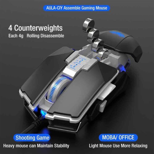 AULA H508 Wired RGB Gaming Mouse – 4800 DPI, 7‑Button with Adjustable DPI