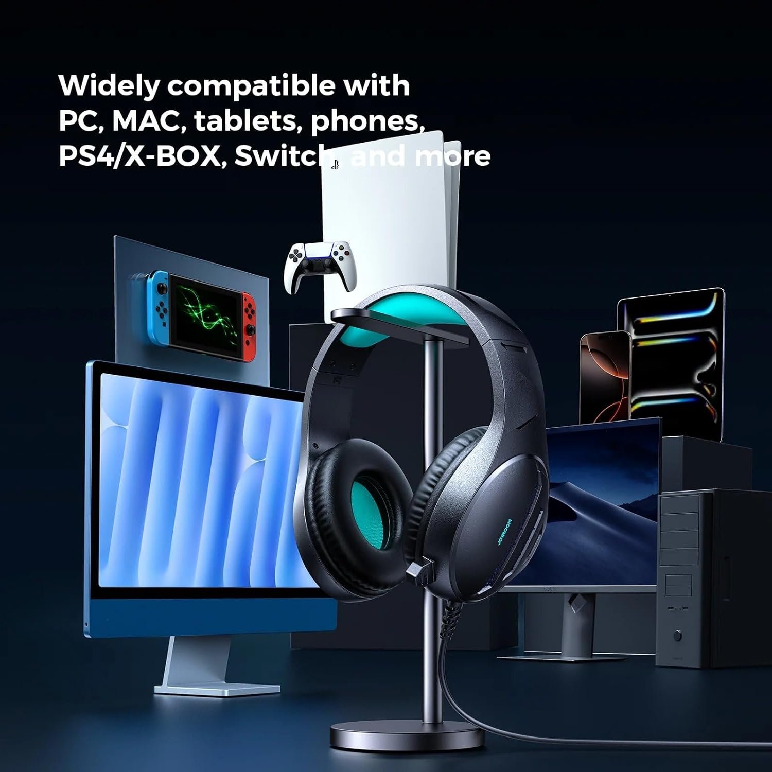 Joyroom JR-HG2 Gaming Headset – 50mm Drivers & Ice-Blue LED - الصورة 3