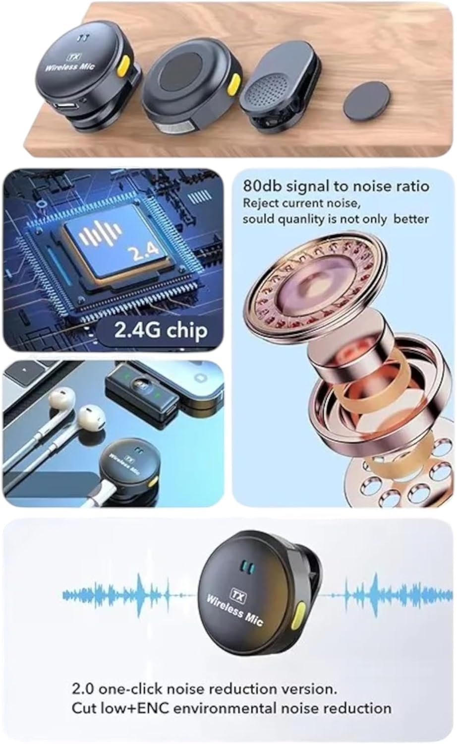 Wireless Lavalier Q8/M2 – Magnetic Clip-On 15 m Mic for Vlog, Streaming & Interviews - الصورة 5