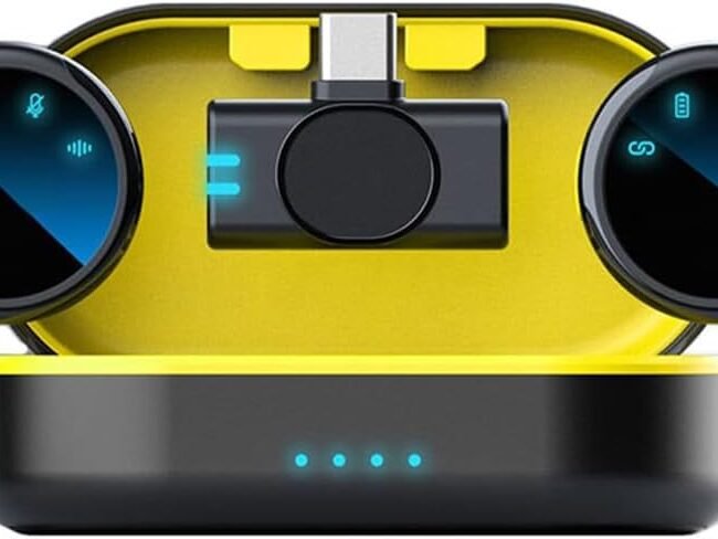 S3 Wireless Lavalier Microphone – Clip-On Compact Mic (Yellow Interior)