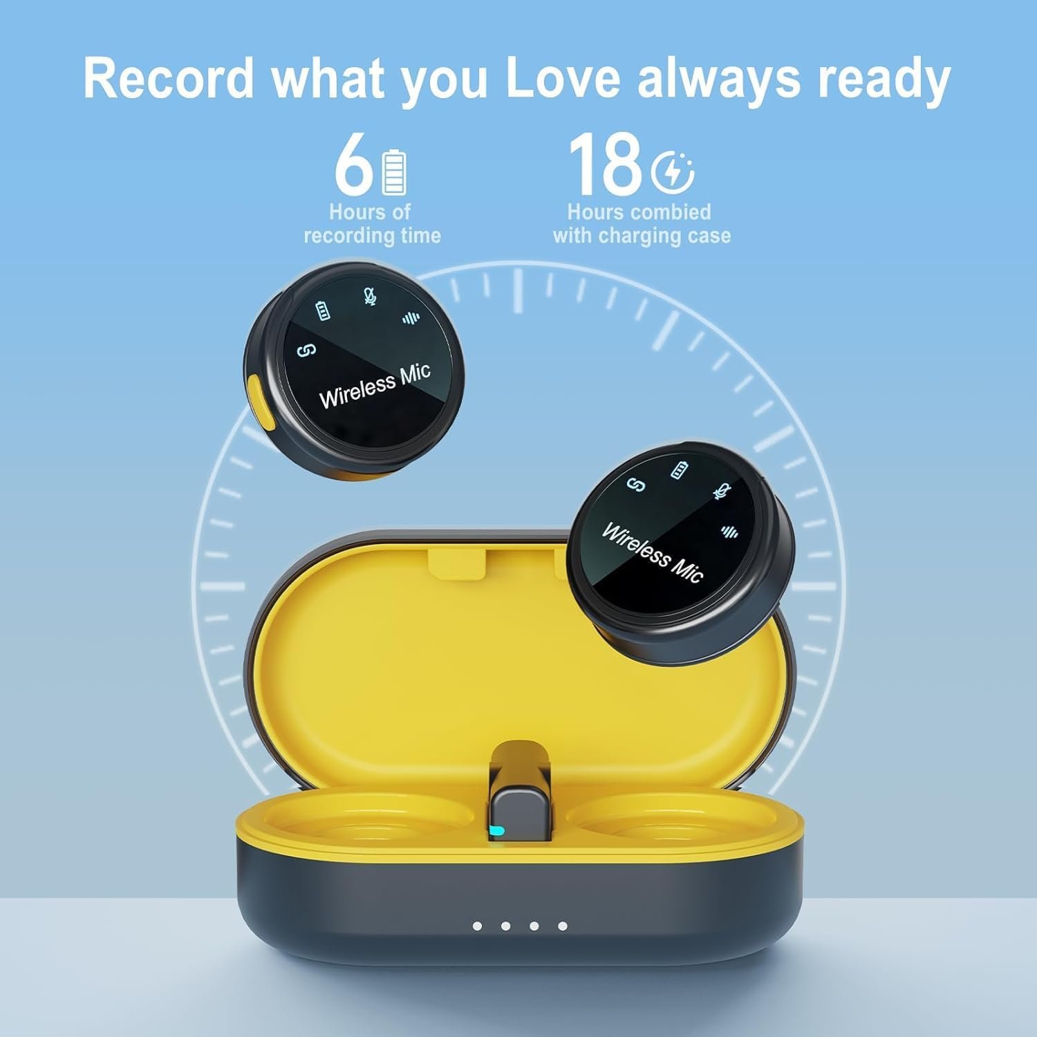 S3 Wireless Lavalier Microphone – Clip-On Compact Mic (Yellow Interior) - الصورة 4