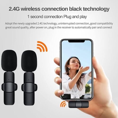 K9 Dual Wireless Microphone – Plug & Play Omnidirectional Mic for Interviews & Live Streaming