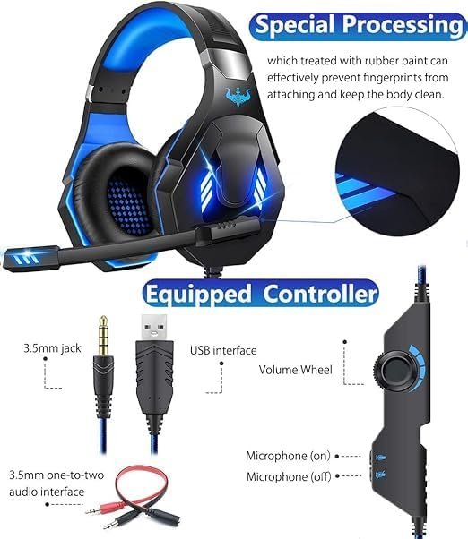 Ovleng GT-93 RGB Gaming Headset – 40 mm Drivers & LED Lighting