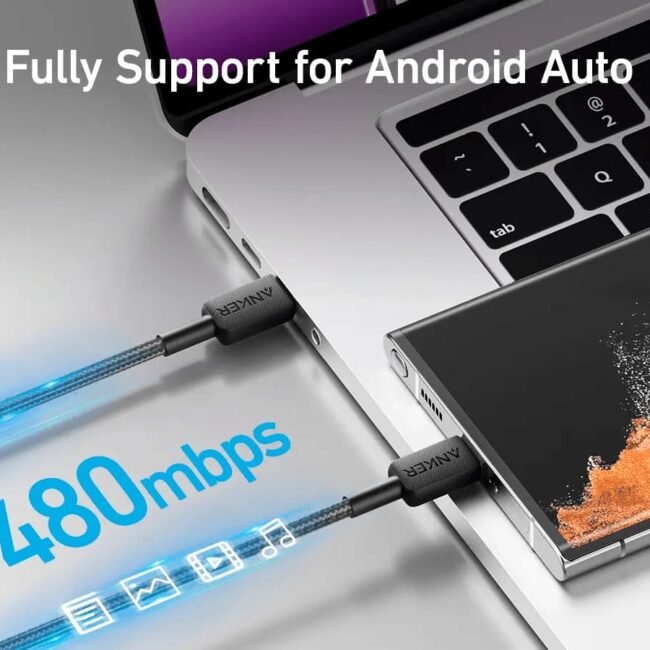 Anker 322 Durabraid USB-C to USB-C 60W Fast Charging Cable (1.8m) – Black