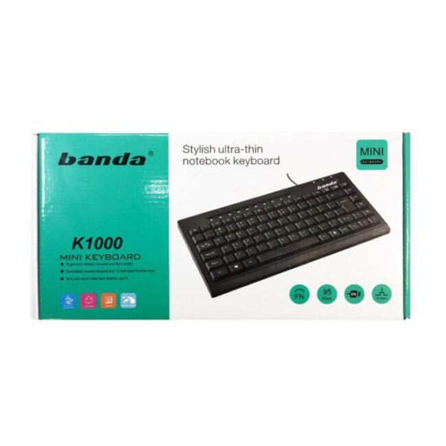 Banda K1000 Compact Mini Wired Keyboard – Ultra-Slim, Lightweight & Plug-and-Play