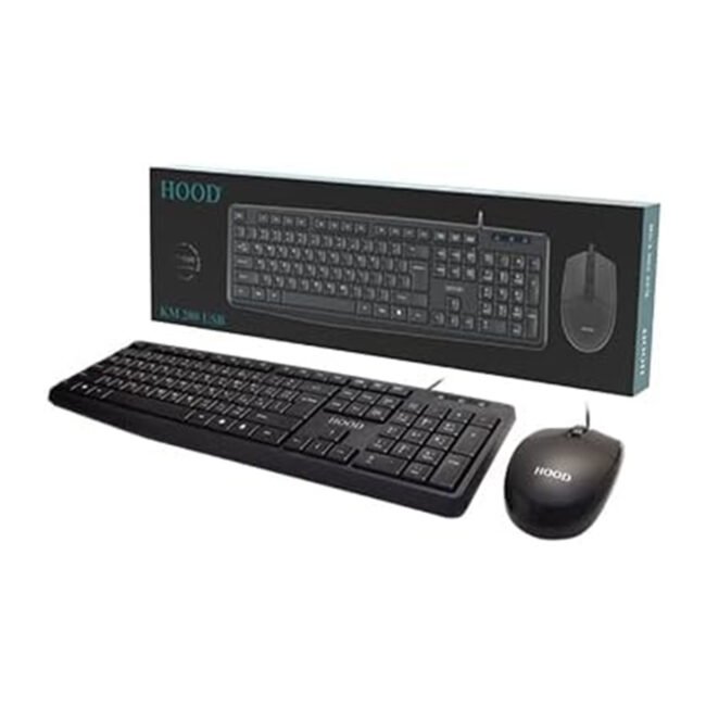HOOD KM‑200 Wired USB Keyboard + Mouse Combo – Quiet & Ergonomic
