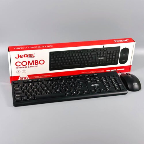 JeDEL G18 Wired Combo – Lightweight Keyboard & 800 DPI Ergonomic Mouse