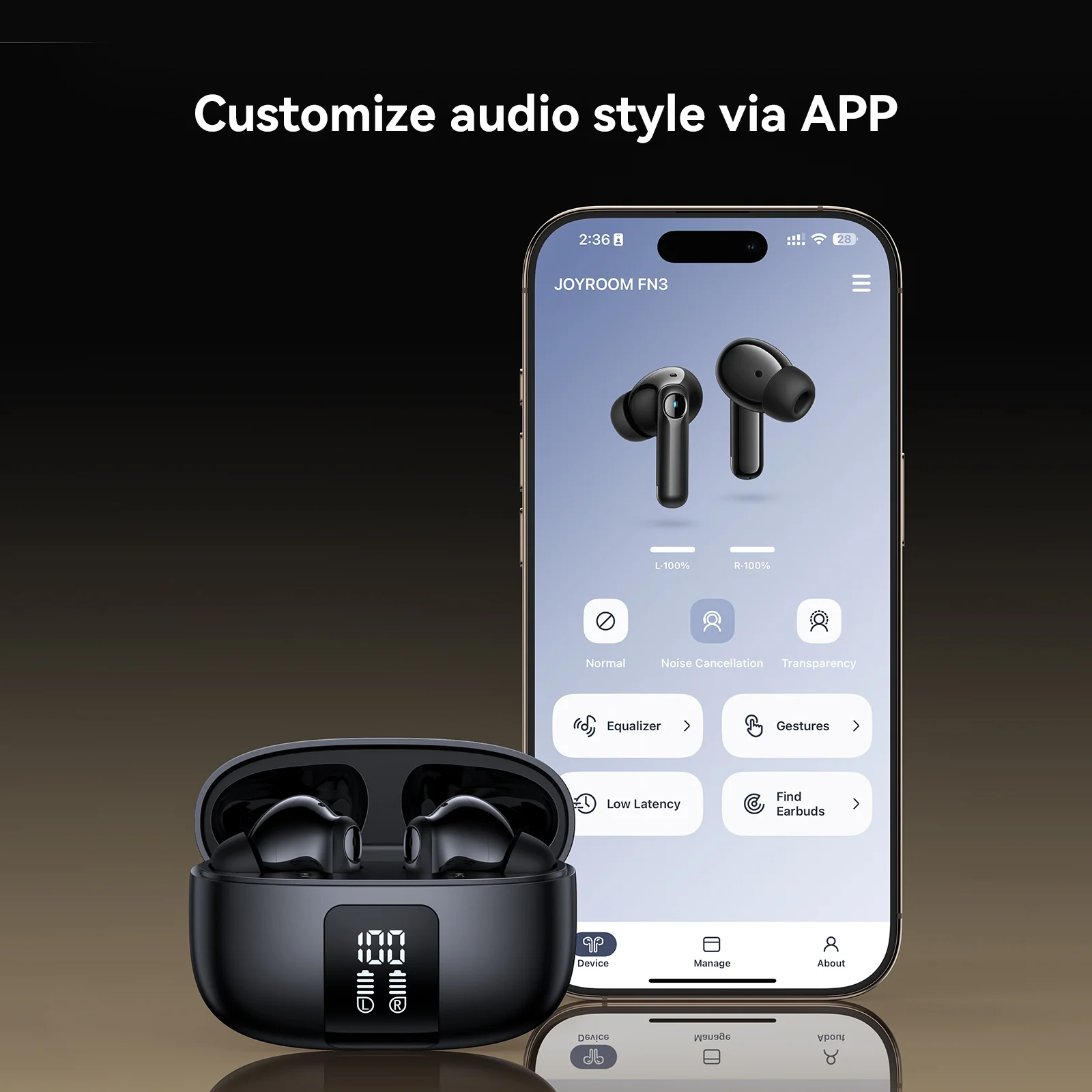 Joyroom JR-FN3 Funpods – ANC + 4-Mic ENC True Wireless Bluetooth Earbuds - الصورة 5