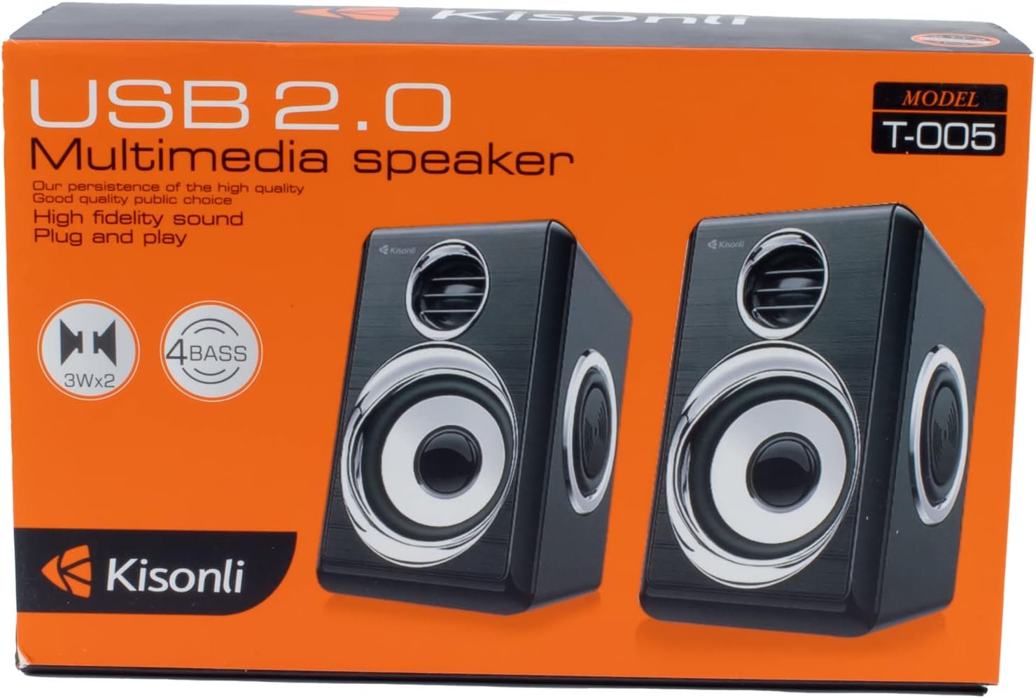 Kisonli T005 Compact Stereo USB Speaker – Clear Sound & Deep Bass - الصورة 2