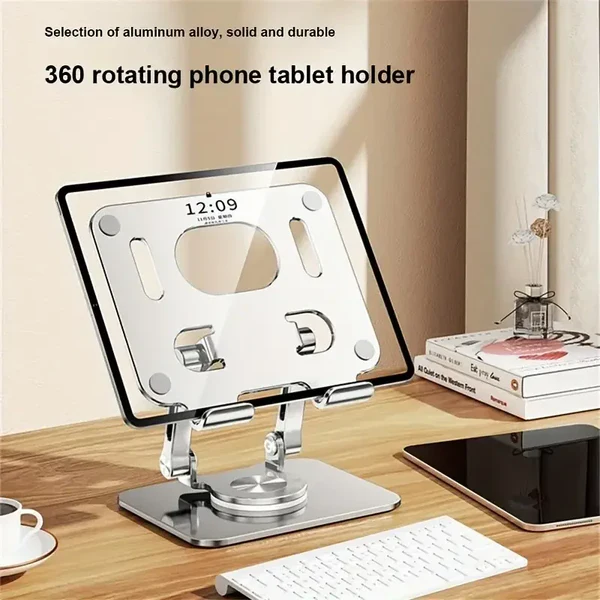 Heavy-Duty Metal Tablet Holder N02 – 360° Rotation + Foldable Design
