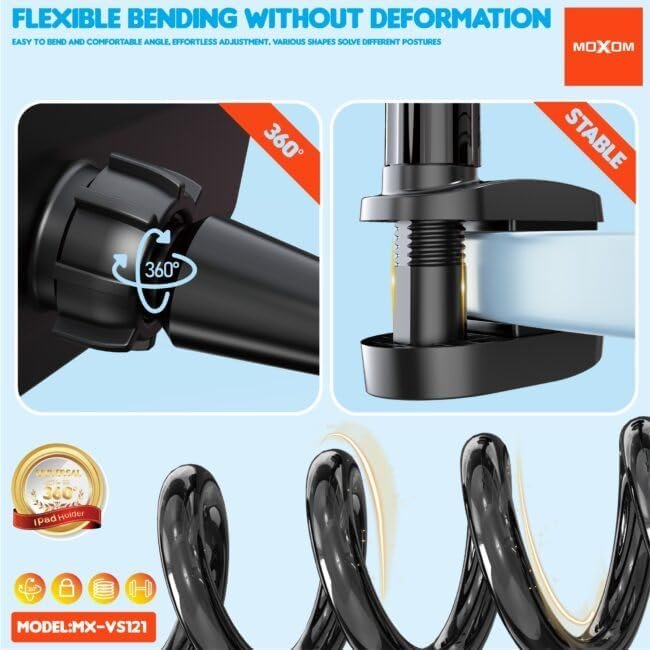 Moxom MX-VS121 360° Flexible Gooseneck Phone Holder – 1.2m Adjustable Stand (Black)
