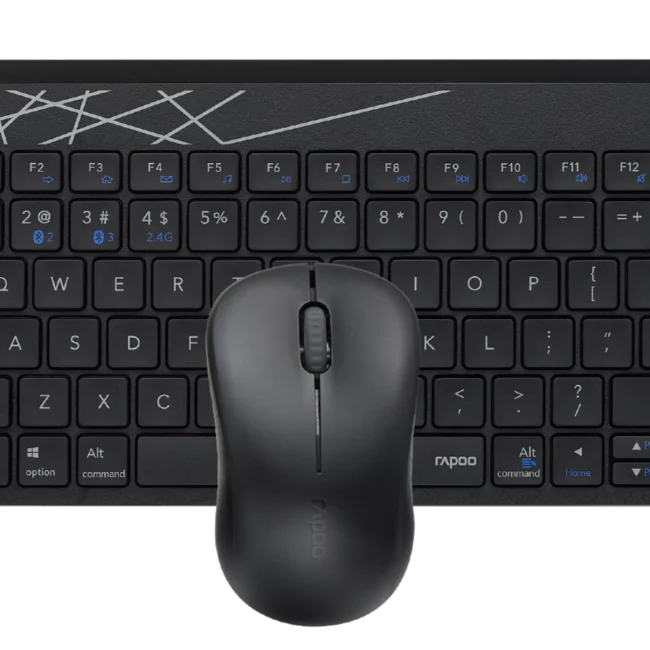 Rapoo 8000M Multi-Mode Wireless Combo — Compact Keyboard + Silent 1300 DPI Mouse