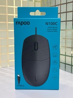 Rapoo N100C USB‑C Wired Optical Mouse – Ambidextrous, 1000 DPI