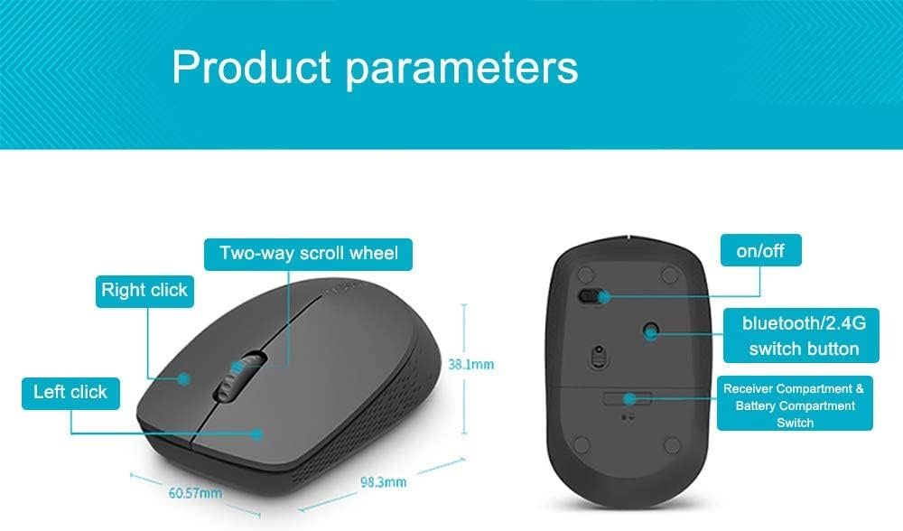 Rapoo M100 Silent Multi‑Mode Mouse – Bluetooth / 2.4 GHz, 1300 DPI, Silent Clicks - الصورة 3