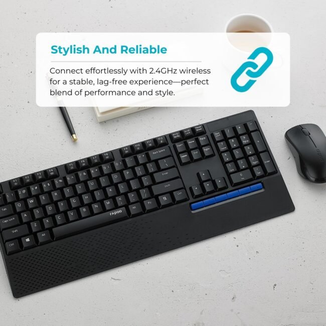 Rapoo X1960 Wireless 2.4 GHz Keyboard + Mouse Combo – Spill‑Resistant & Silent