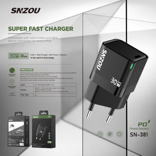 SNZOU 30W GaN PowerCube – Ultra Fast Compact Charger