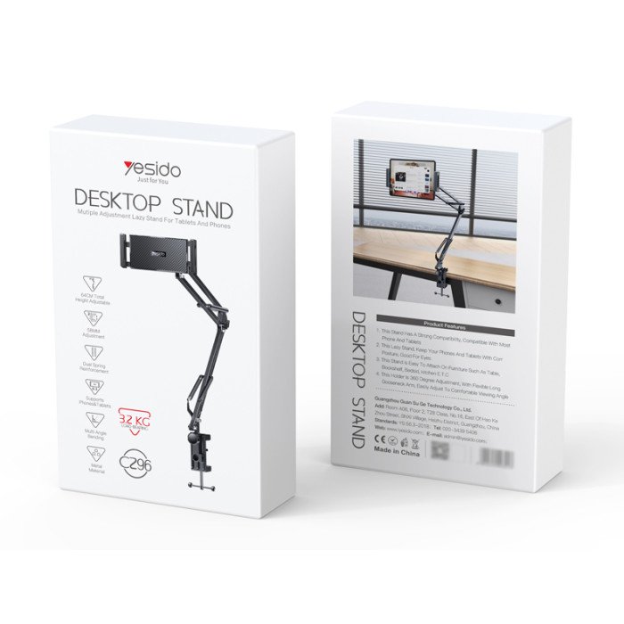 Yesido C296 360° Adjustable Folding Phone Holder – Desktop Lazy Man Stand - الصورة 2
