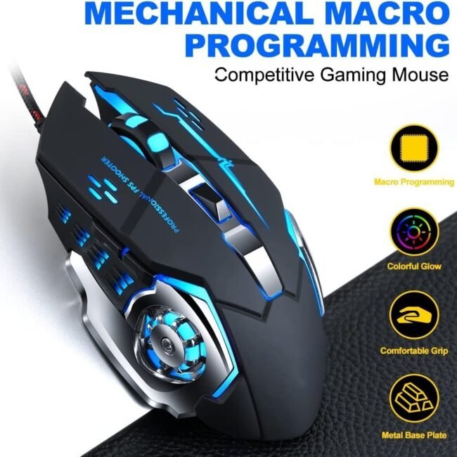 Aula S20 3200 DPI LED Macro Gaming Mouse – Black