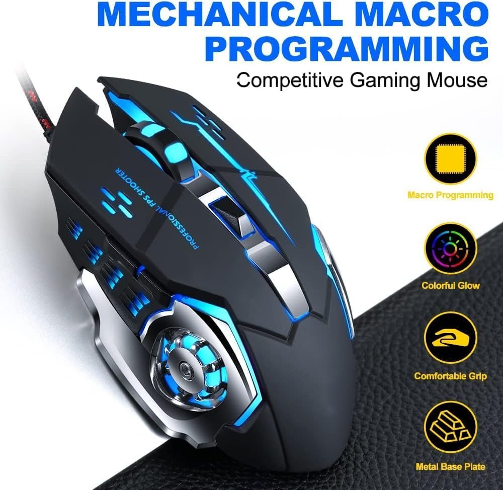 Aula S20 3200 DPI LED Macro Gaming Mouse – Black - الصورة 2