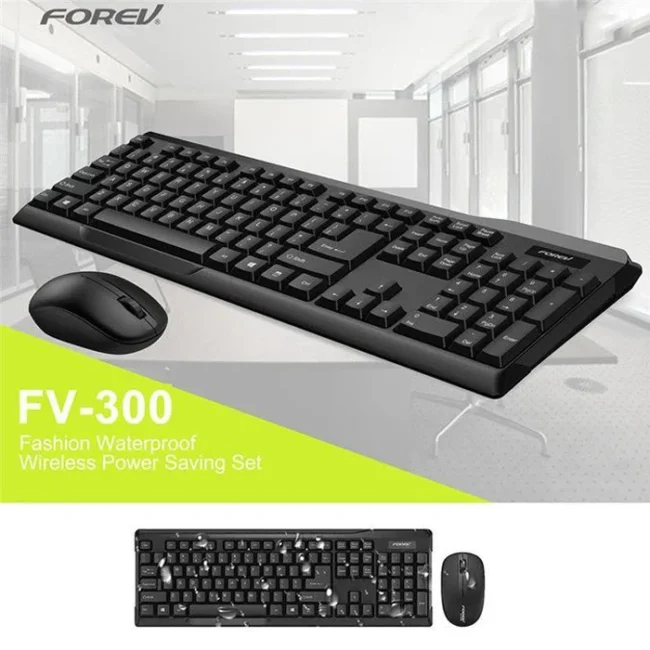 Forev FV-300 Wireless Keyboard and Mouse Combo – 2.4G Silent Keys – Ergonomic Design