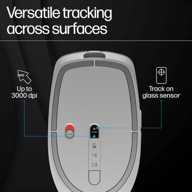 HP 710 Rechargeable Silent Wireless Mouse – Silent Click, Rechargeable Li-ion, 2.4 GHz & Bluetooth 5.3, Up to 3000 DPI, Suitable for Laptops & Desktops