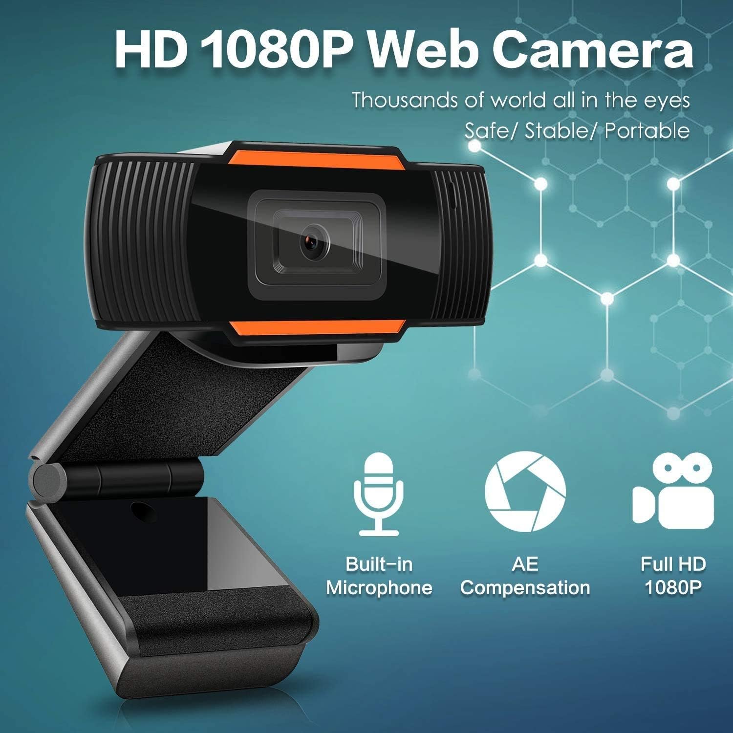 Kisonli 1080P Wide-Angle HD Webcam – 110° View, Built-in Mic, 30FPS USB Camera - الصورة 3