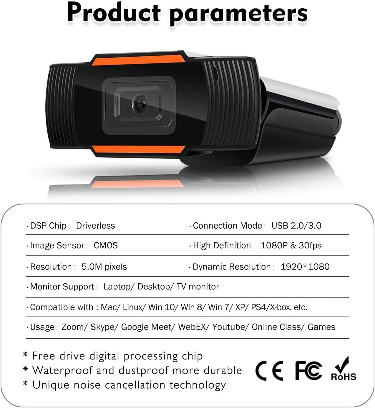 Kisonli 1080P Wide-Angle HD Webcam – 110° View, Built-in Mic, 30FPS USB Camera - الصورة 4