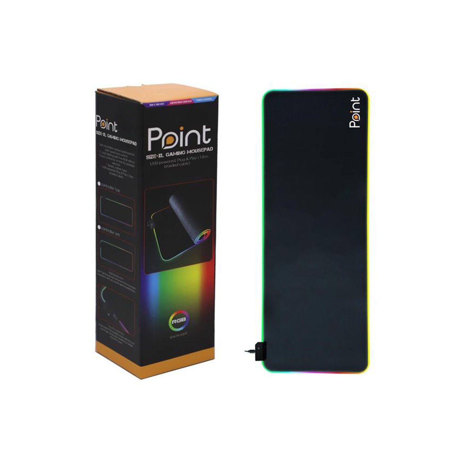 POINT Luminous RGB XL Gaming Mousepad – Large Extended RGB LED Mouse & Keyboard Pad, Non-Slip